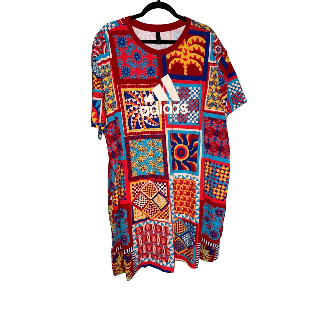 Adidas x Farm Rio Slim t-shirt Dress colorful tripical bright patterned - Picture 2 of 13
